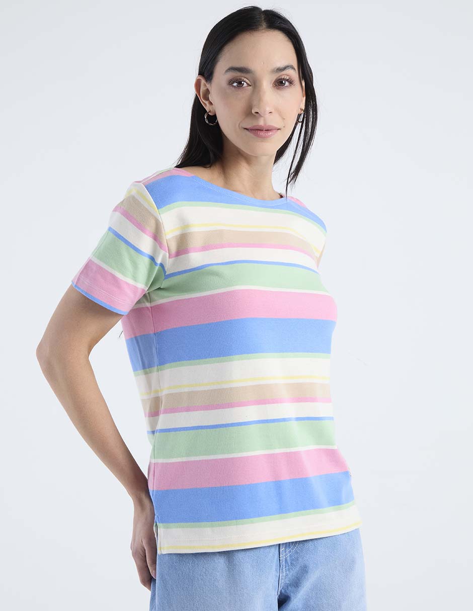 Playera manga corta cuello ojal para mujer Playera manga corta cuello ojal para mujer