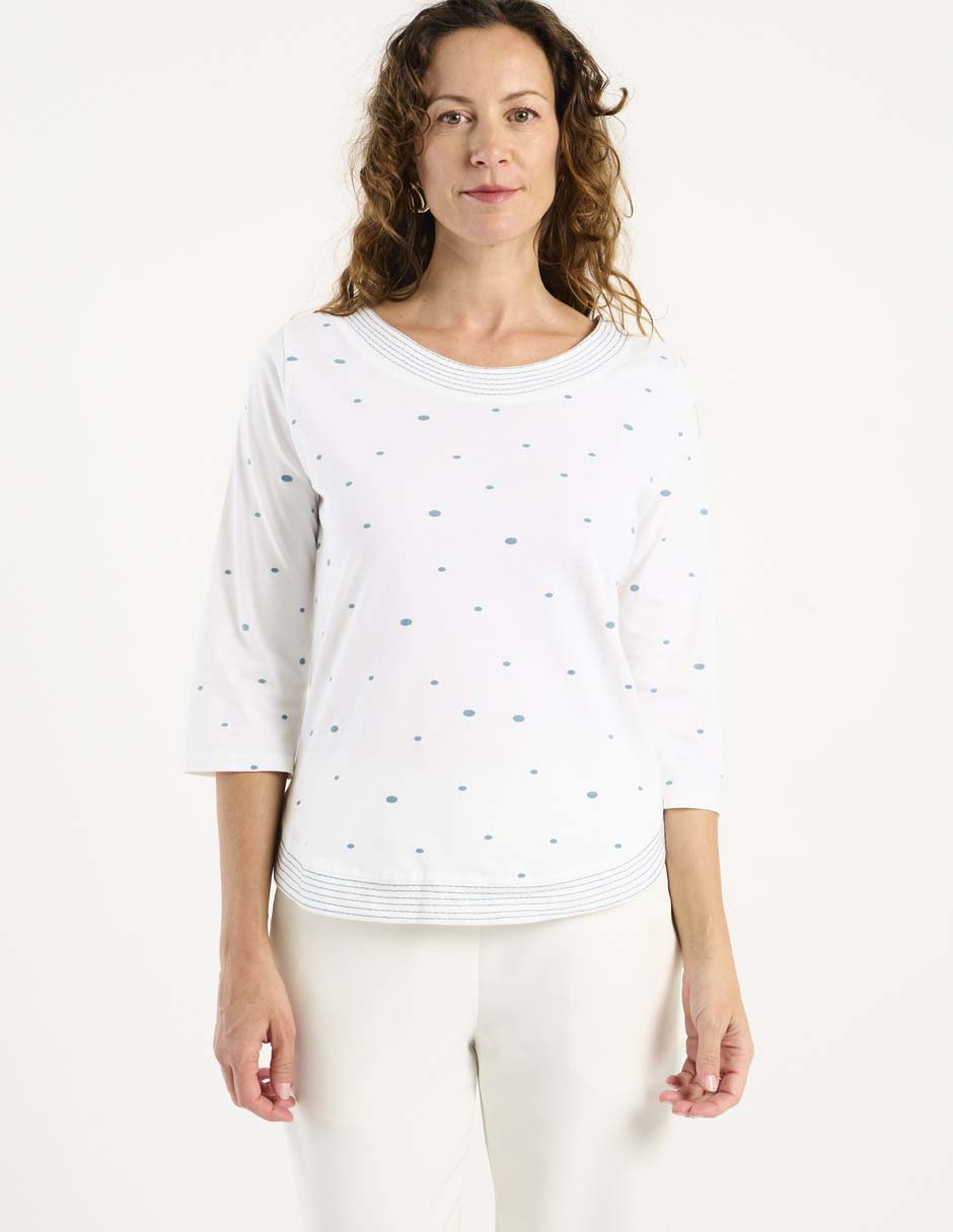 Playera manga 3/4 cuello redondo para mujer