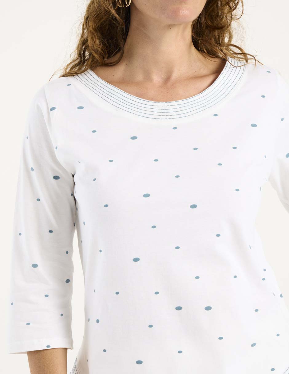 Playera manga 3/4 cuello redondo para mujer