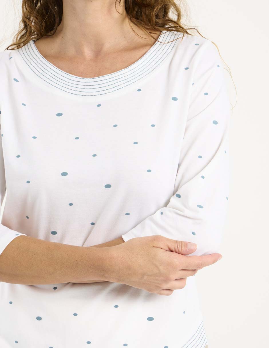 Playera manga 3/4 cuello redondo para mujer