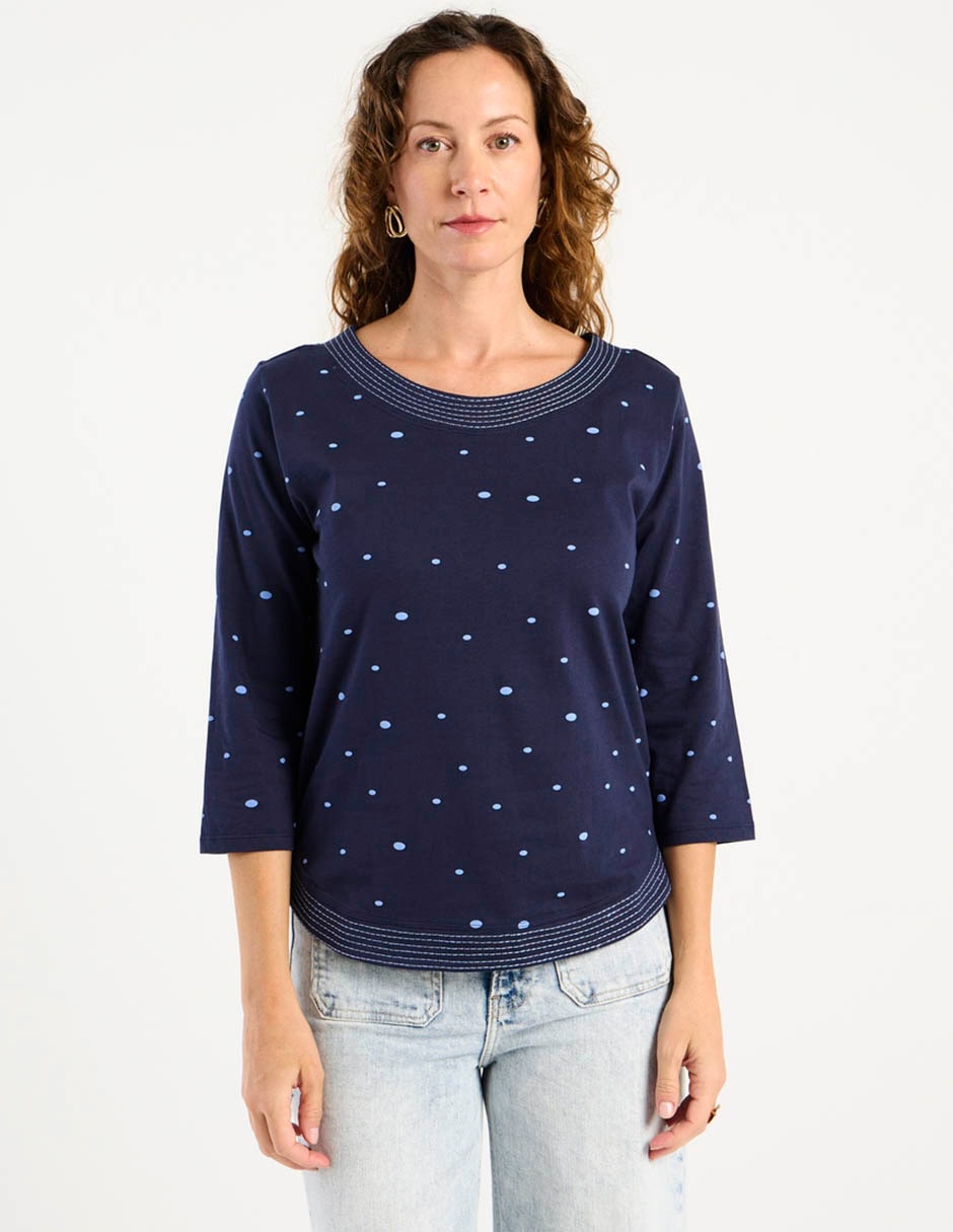 Playera manga 3/4 cuello redondo para mujer