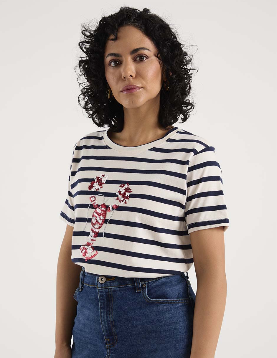 Playera manga corta cuello redondo para mujer