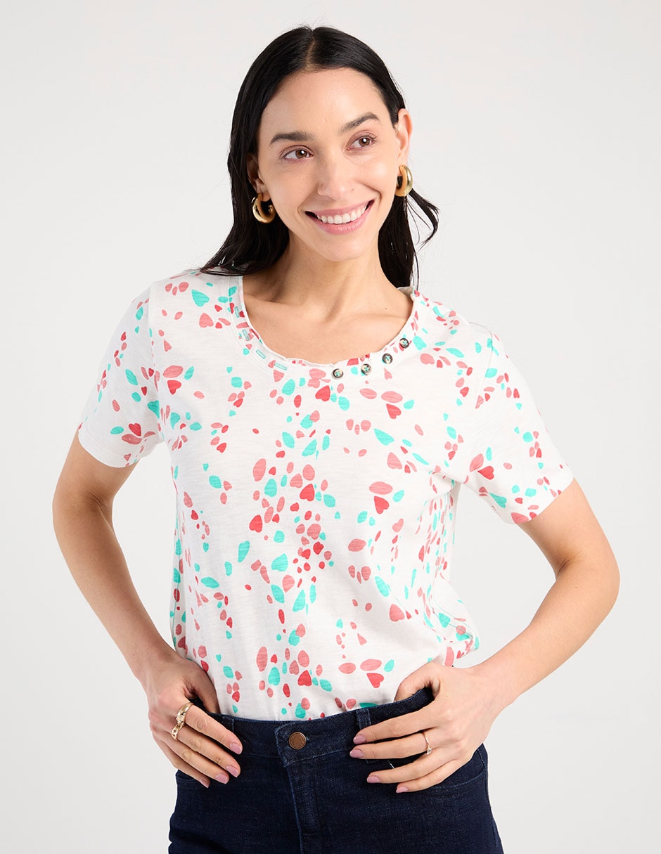 Playera manga corta cuello redondo para mujer Playera manga corta cuello redondo para mujer