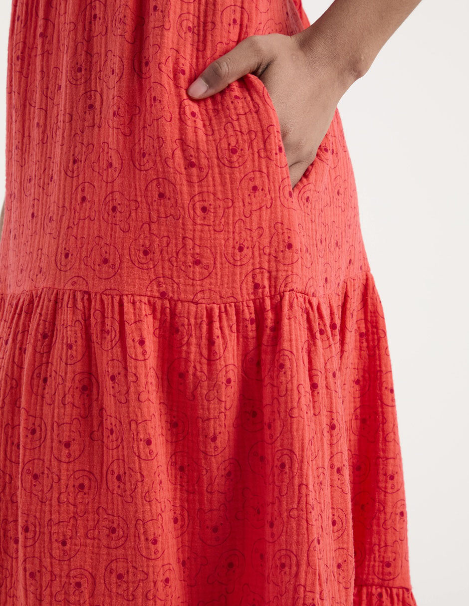 Vestido midi casual winnie pooh para mujer
