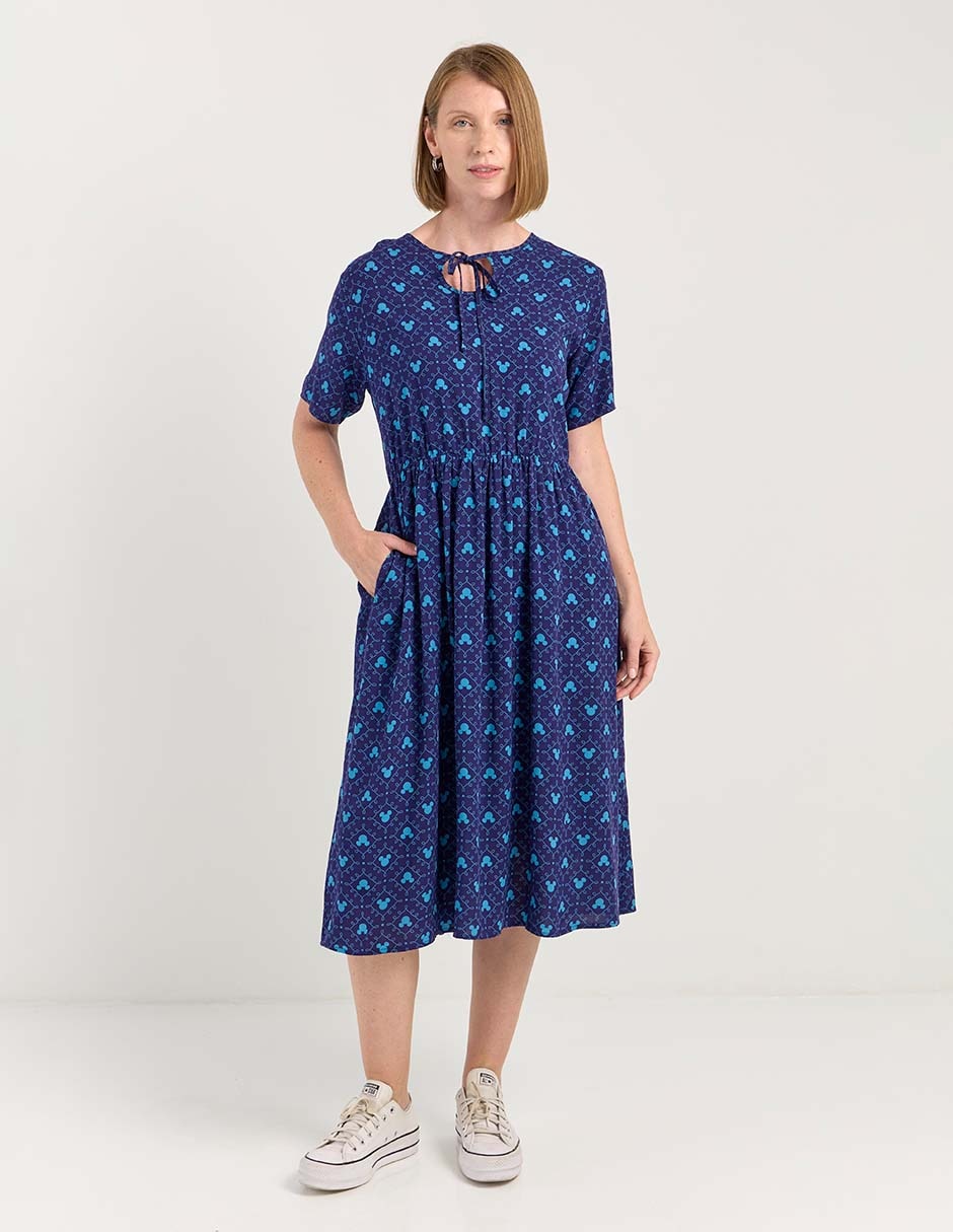 Vestido midi casual mickey mouse para mujer Vestido midi casual mickey mouse para mujer
