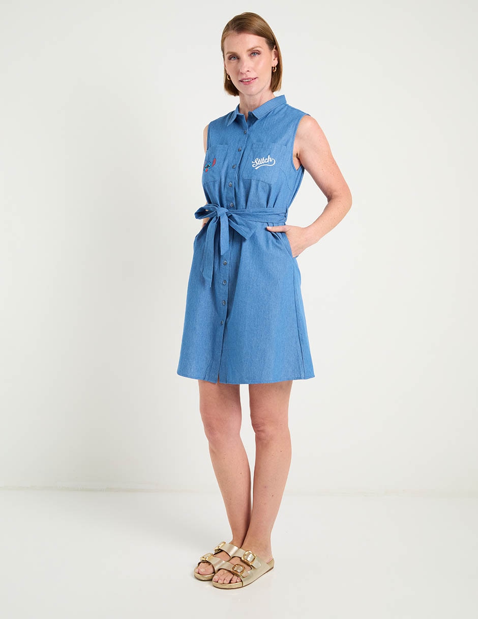 Vestido arriba rodilla casual stitch para mujer 4