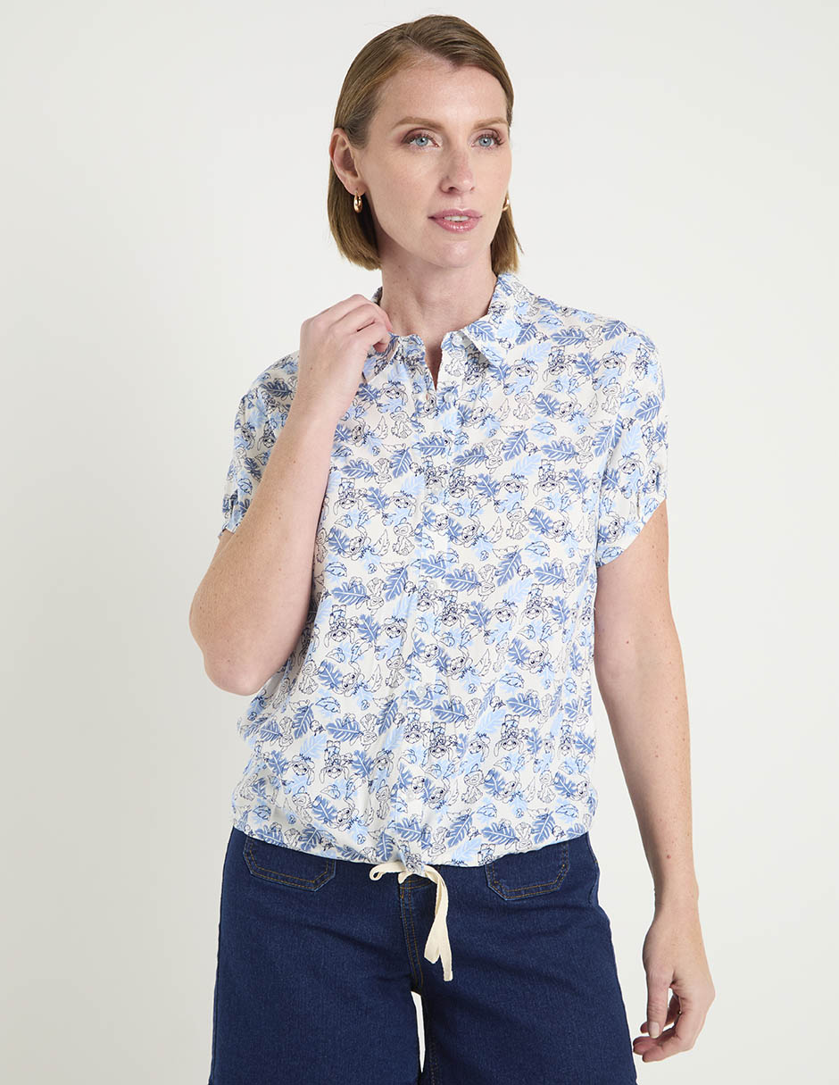 Blusa camisera manga corta para mujer 7