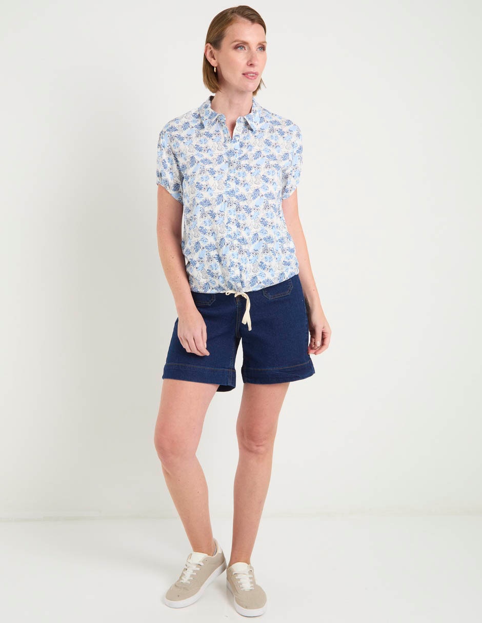 Blusa camisera manga corta para mujer 8