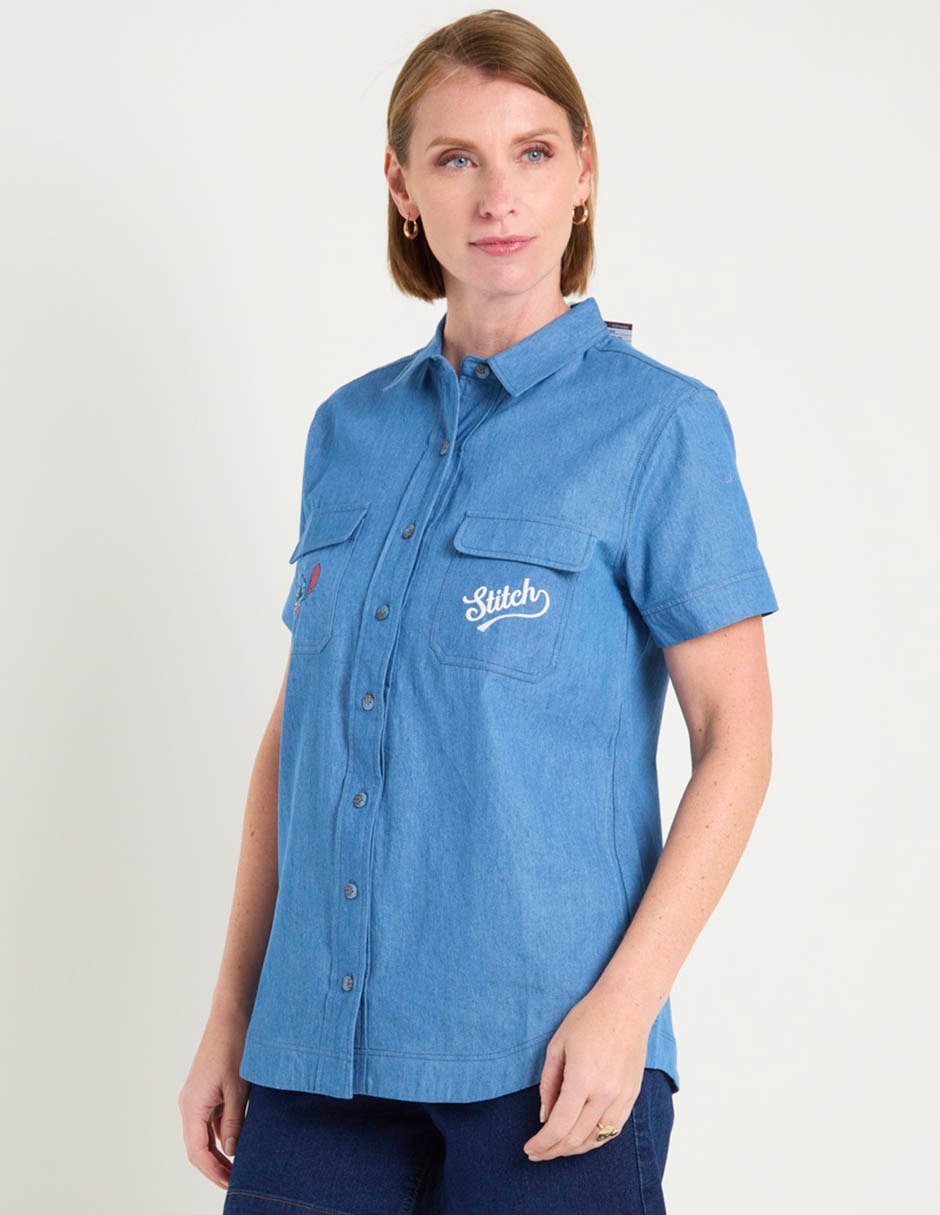 Blusa camisera manga corta para mujer 7