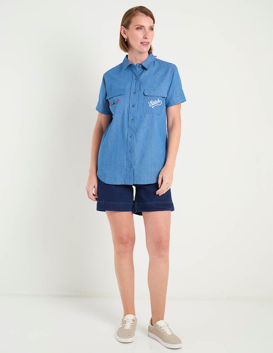 Blusa camisera manga corta para mujer 8
