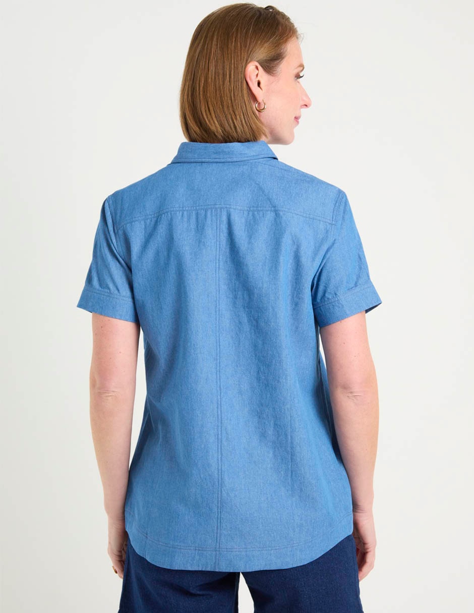 Blusa camisera manga corta para mujer 11