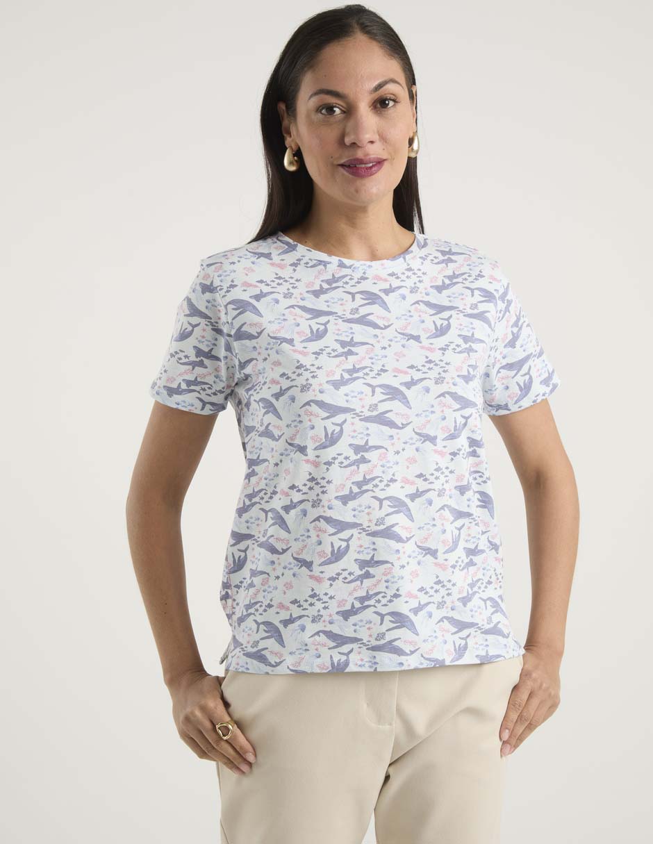 Playera manga corta cuello redondo para mujer Playera manga corta cuello redondo para mujer