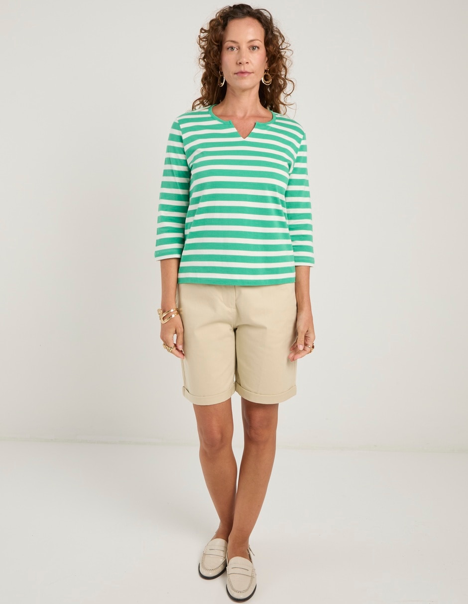 Playera manga 3/4 Weekend cuello v para mujer