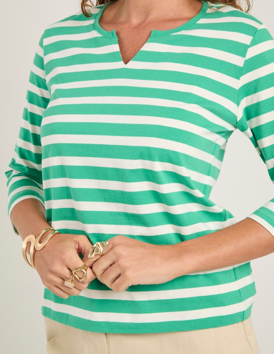 Playera manga 3/4 Weekend cuello v para mujer