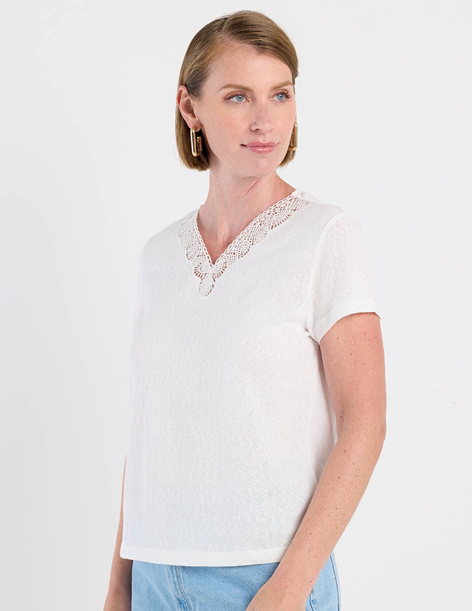 Playera manga corta Weekend cuello v para mujer