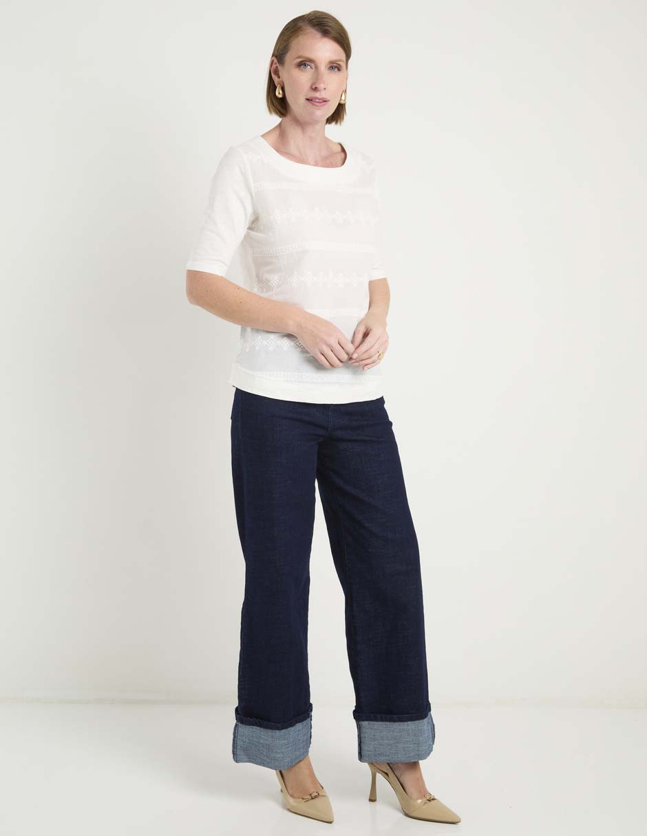 Blusa manga al codo para mujer