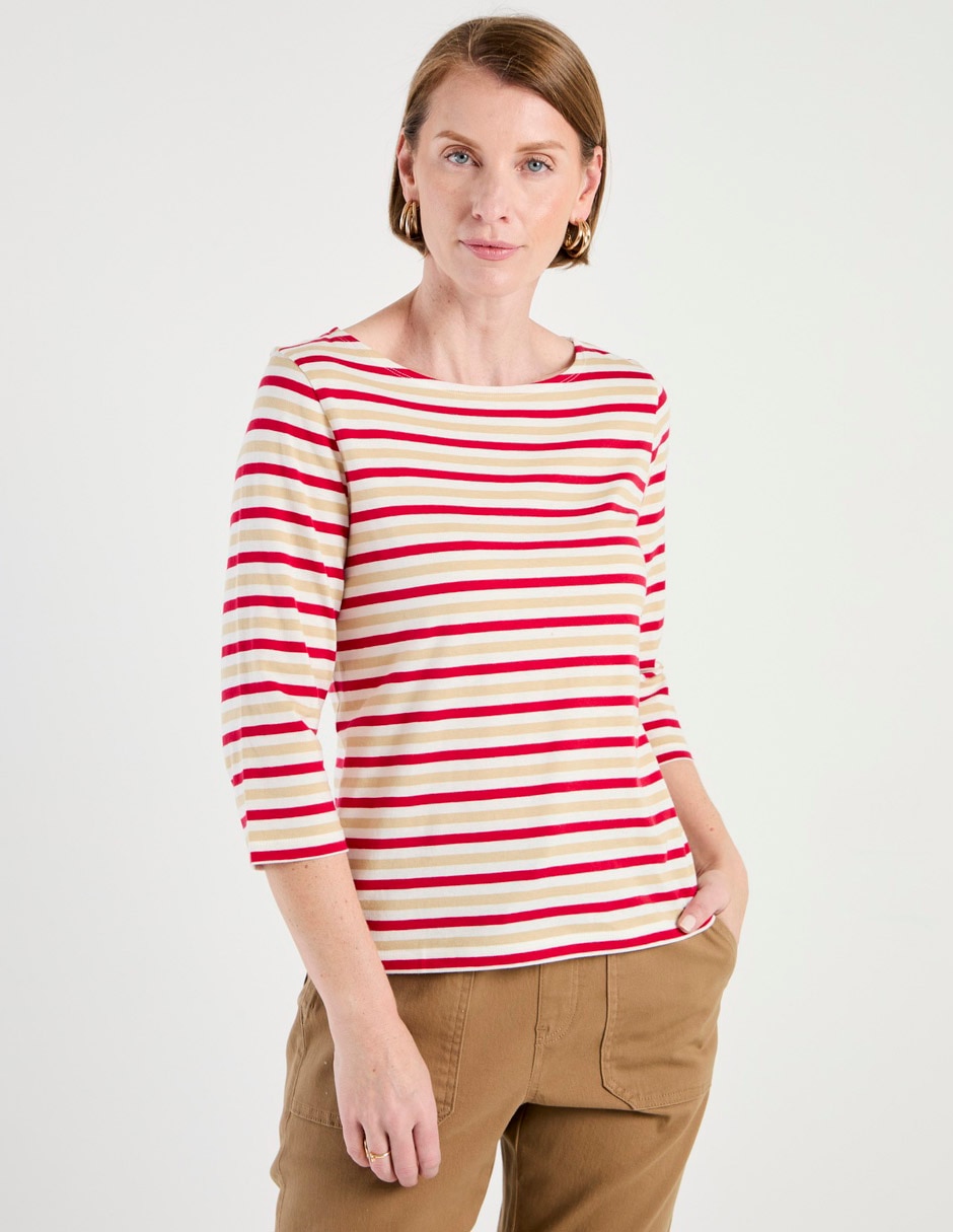Playera manga 3/4 cuello redondo para mujer