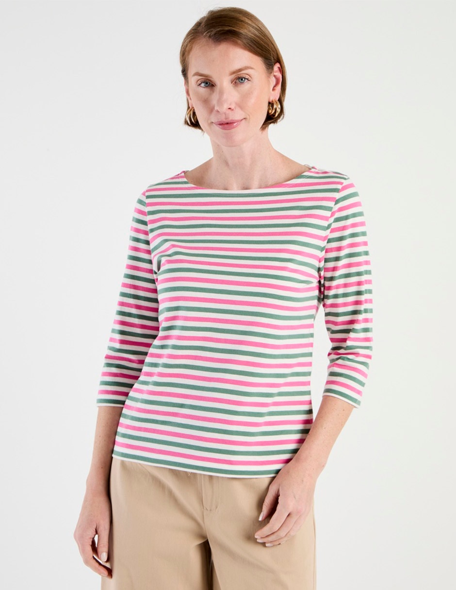Playera manga 3/4 cuello redondo para mujer Playera manga 3/4 cuello redondo para mujer