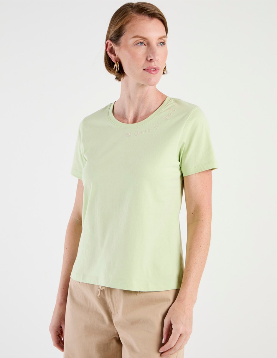 Playera manga corta cuello redondo para mujer Playera manga corta cuello redondo para mujer
