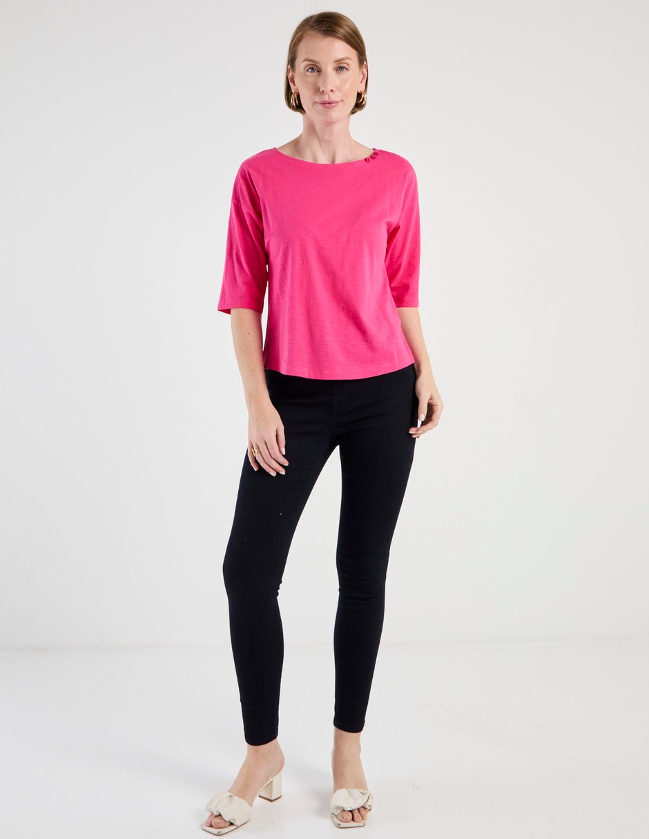 Playera manga al codo cuello redondo para mujer 3