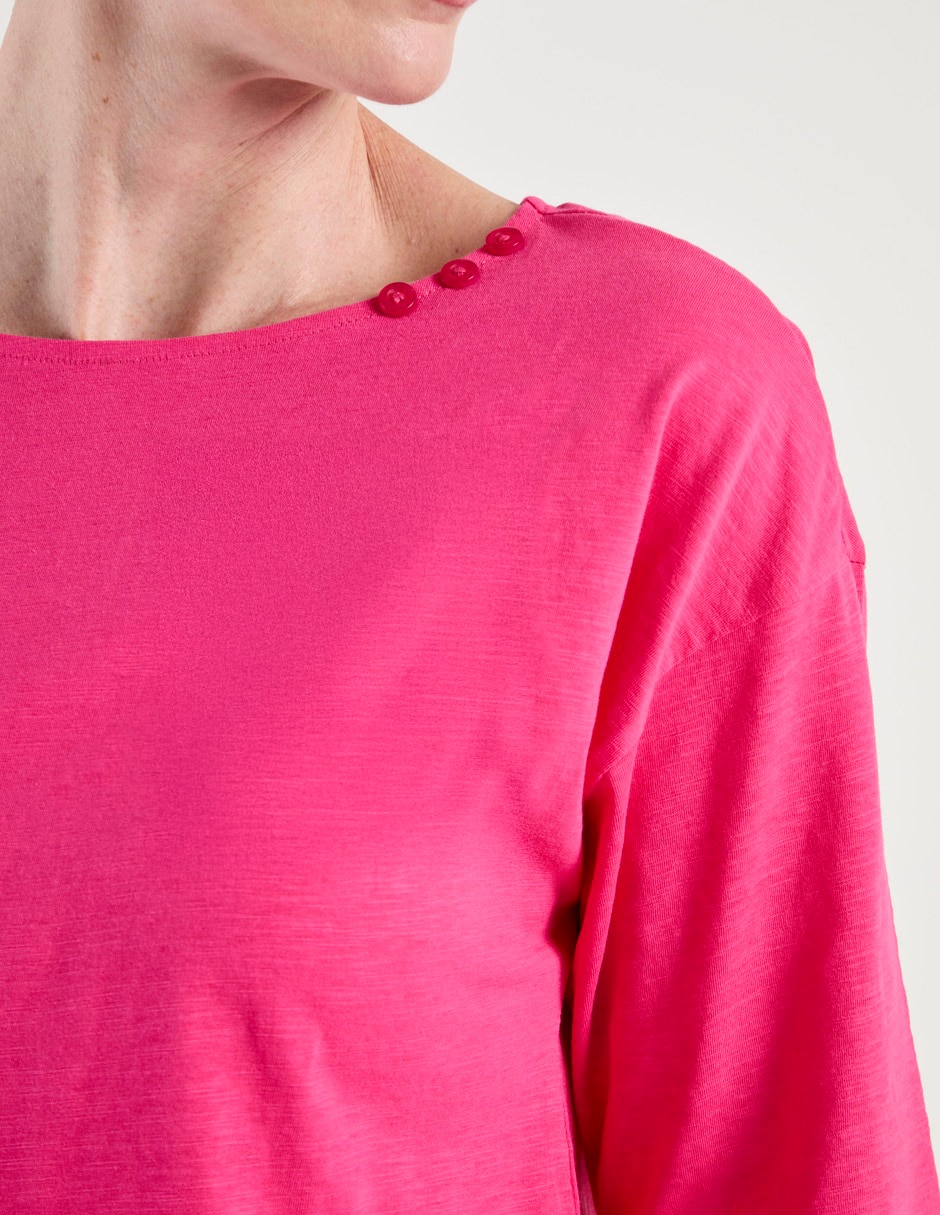 Playera manga al codo cuello redondo para mujer 4