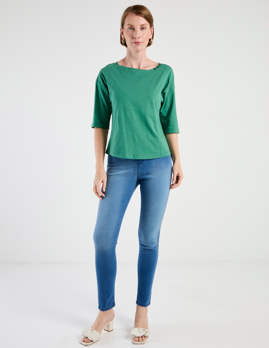 Playera manga al codo Weekend cuello redondo para mujer