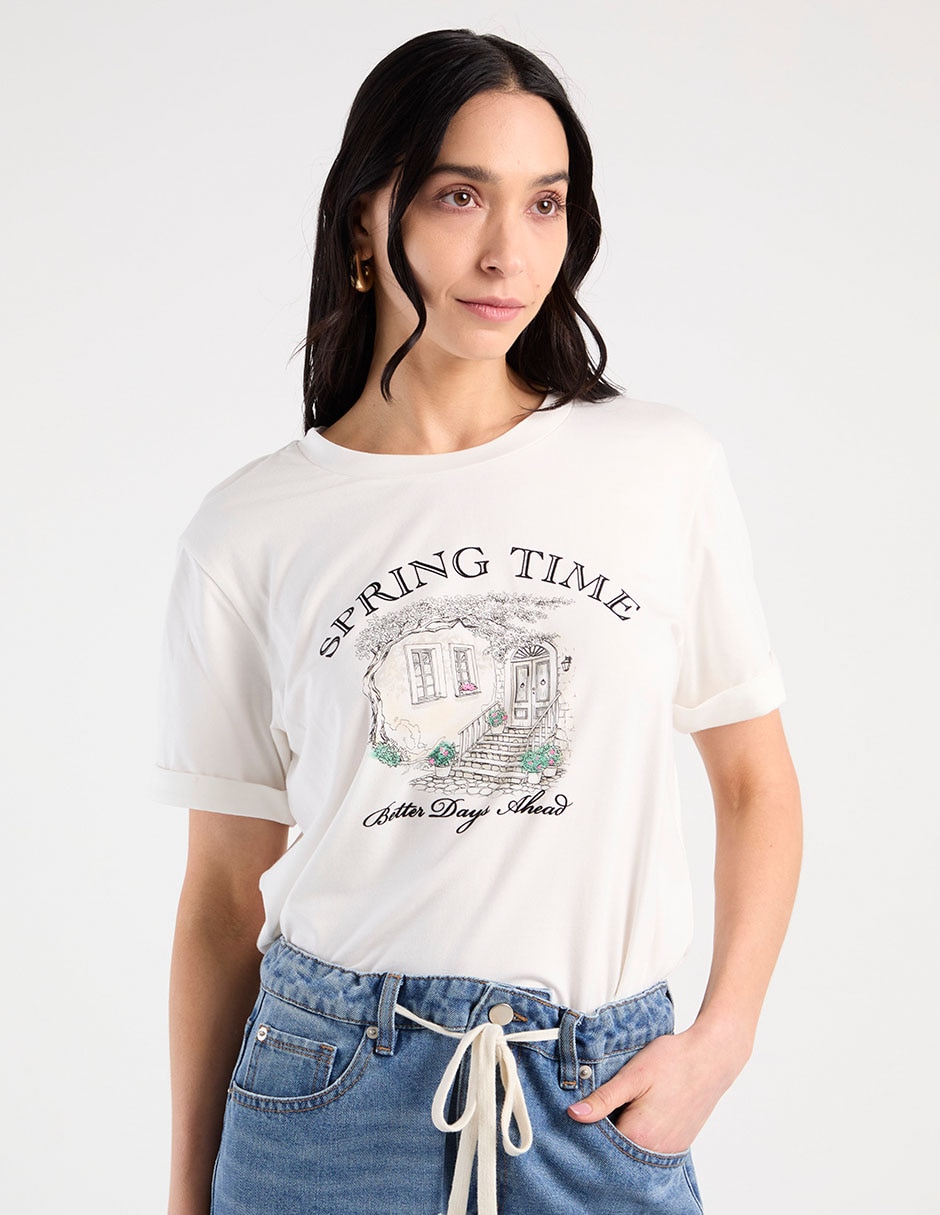 Playera manga corta cuello redondo para mujer Playera manga corta cuello redondo para mujer