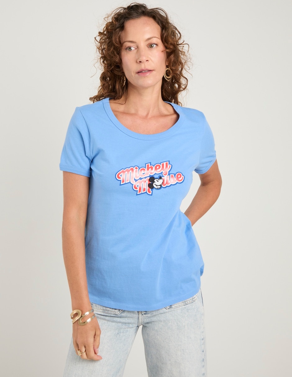 Playera manga corta Disney Dtr Mickey Mouse cuello redondo para mujer