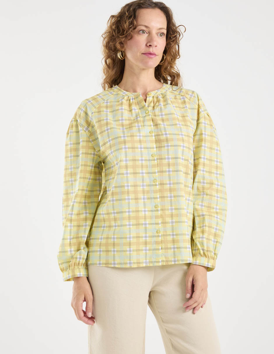 Blusa camisera manga larga para mujer