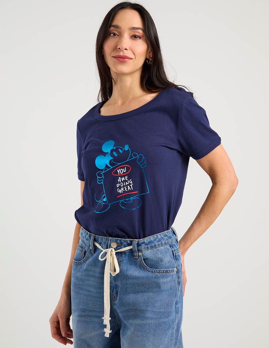 Playera manga corta Disney Dtr cuello redondo para mujer