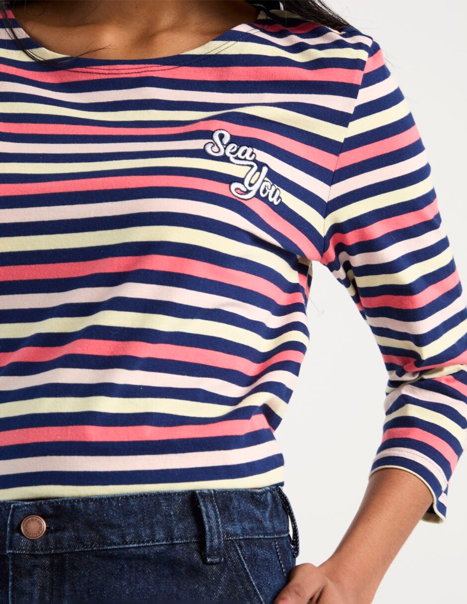Playera manga 3/4 cuello redondo para mujer 4