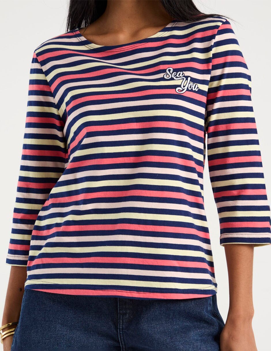 Playera manga 3/4 cuello redondo para mujer 5
