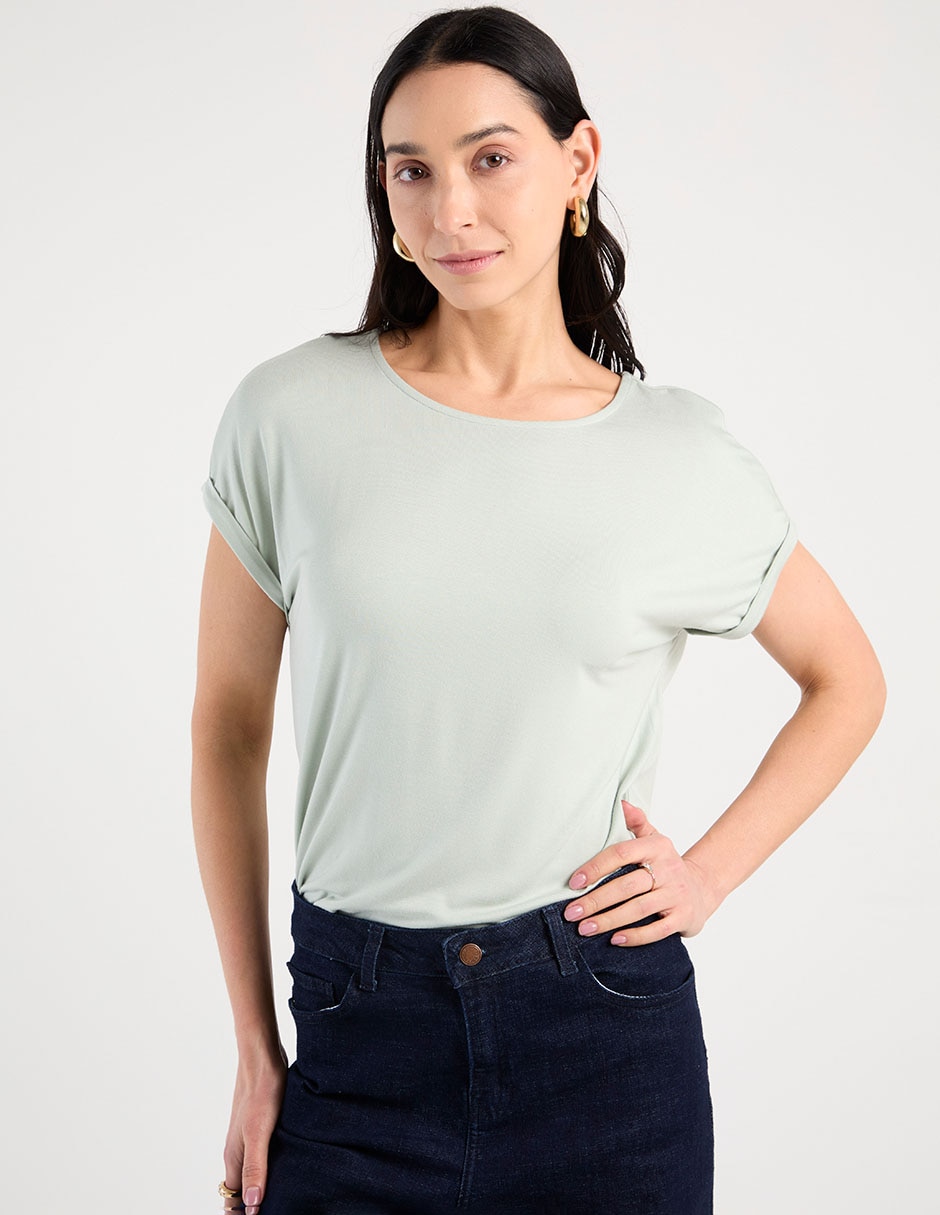 Playera manga corta cuello redondo para mujer Playera manga corta cuello redondo para mujer
