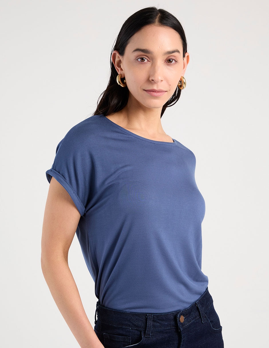 Playera manga corta cuello redondo para mujer