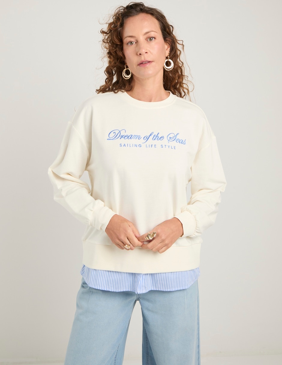 Sudadera con efecto doble prenda para mujer Sudadera con efecto doble prenda para mujer