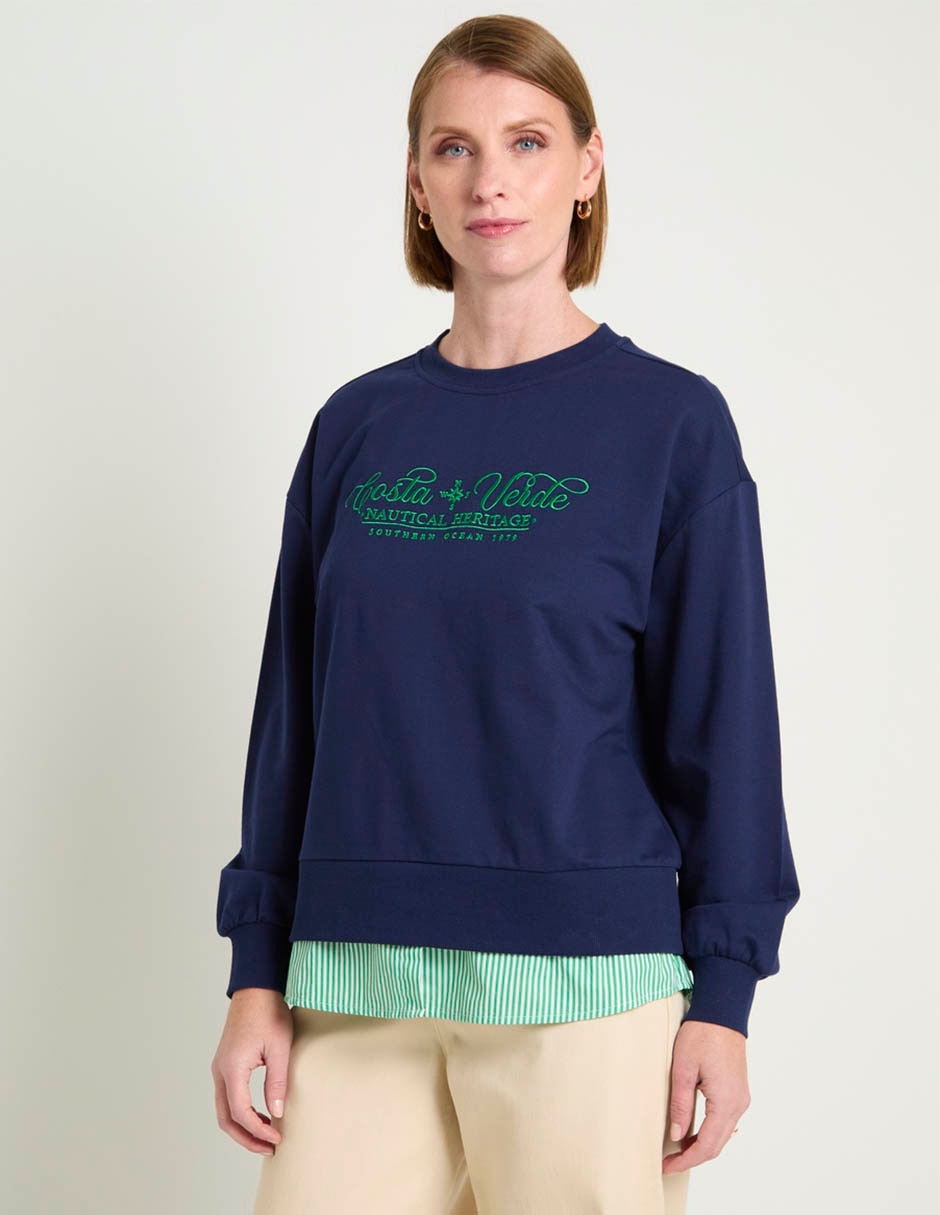Sudadera con efecto doble prenda para mujer