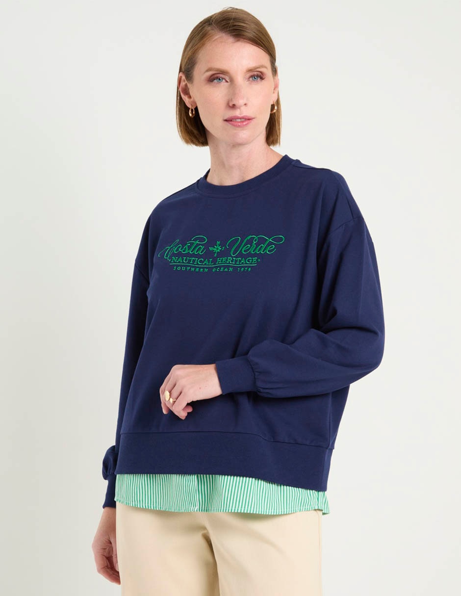 Sudadera con efecto doble prenda para mujer 5