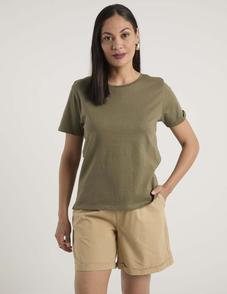 Playera manga corta cuello redondo para mujer Playera manga corta cuello redondo para mujer