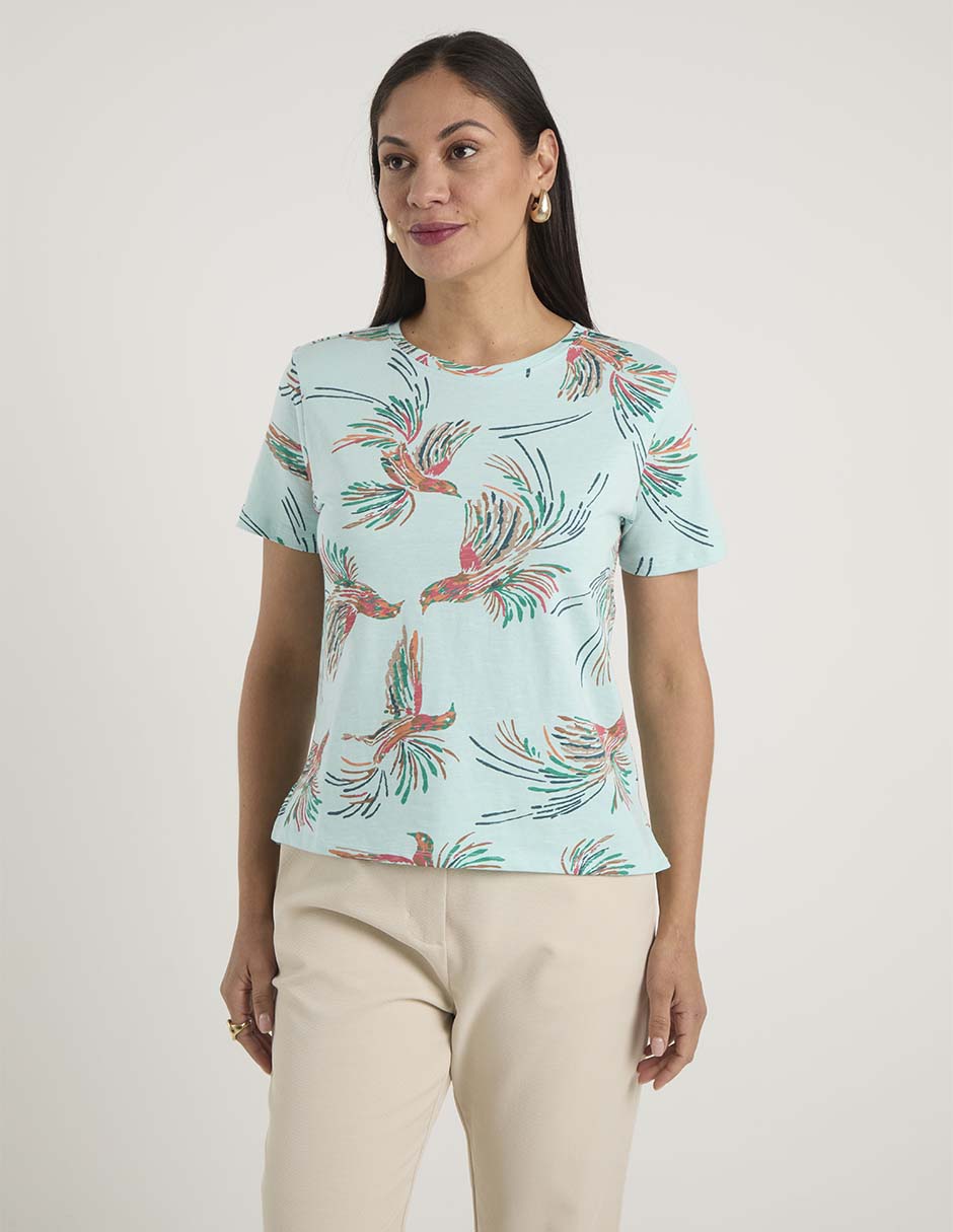 Playera manga corta cuello redondo para mujer Playera manga corta cuello redondo para mujer