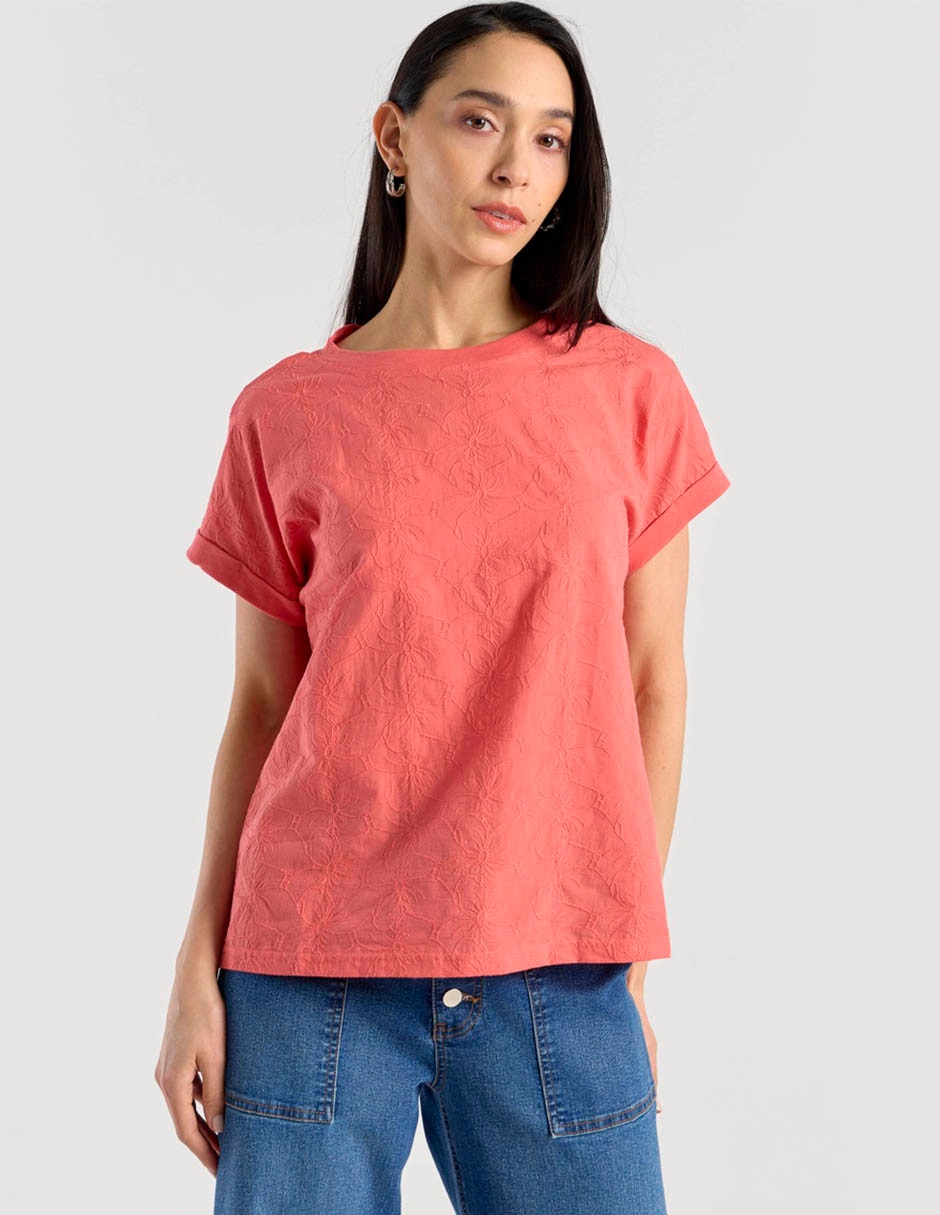 Playera manga corta cuello redondo para mujer