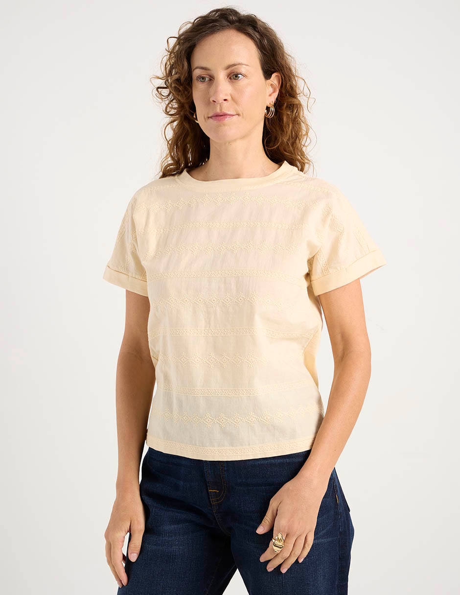 Playera manga corta cuello redondo para mujer