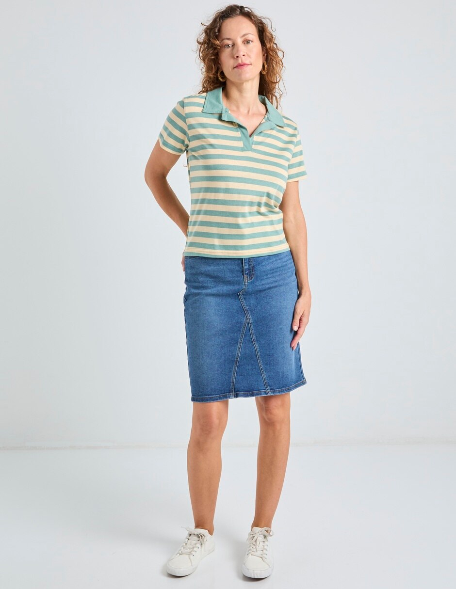 Playera manga corta cuello camisero para mujer 3