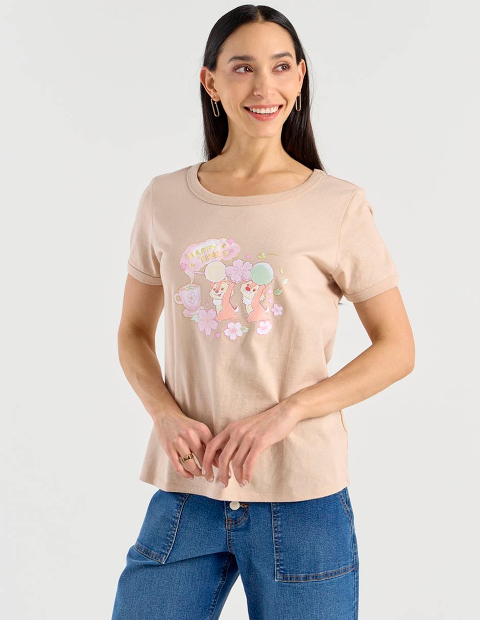 Playera manga corta Disney Dtr Chip Y Dale cuello redondo para mujer