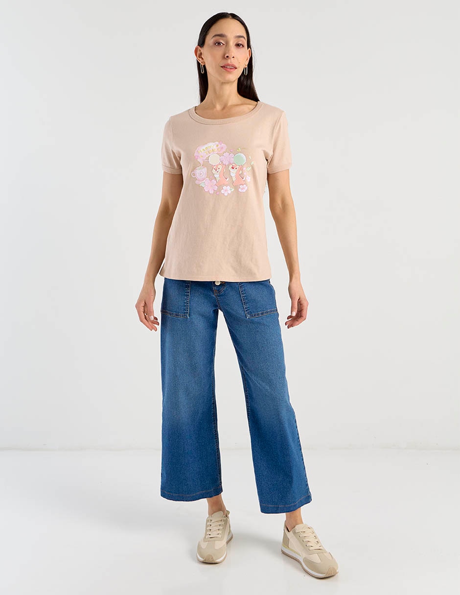 Playera manga corta Disney Dtr Chip Y Dale cuello redondo para mujer
