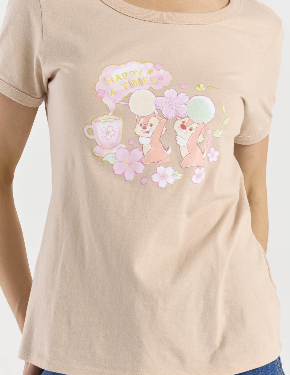 Playera manga corta Disney Dtr Chip Y Dale cuello redondo para mujer