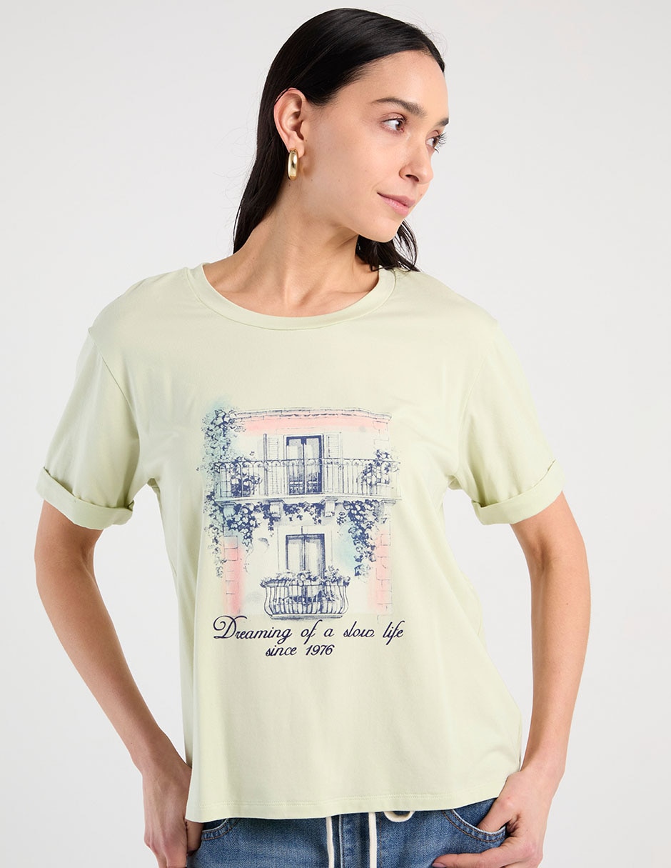 Playera manga corta Weekend cuello redondo para mujer