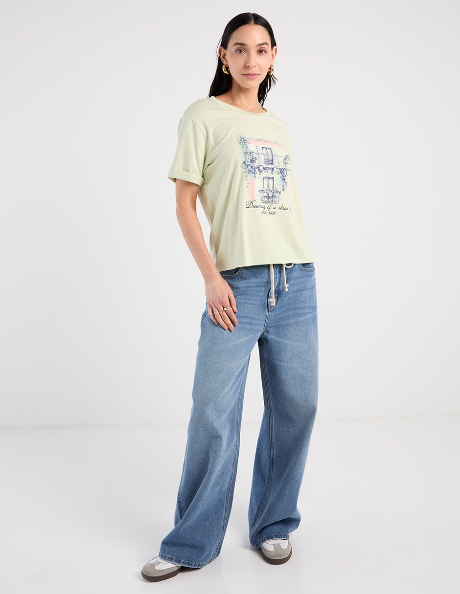 Playera manga corta cuello redondo para mujer 3