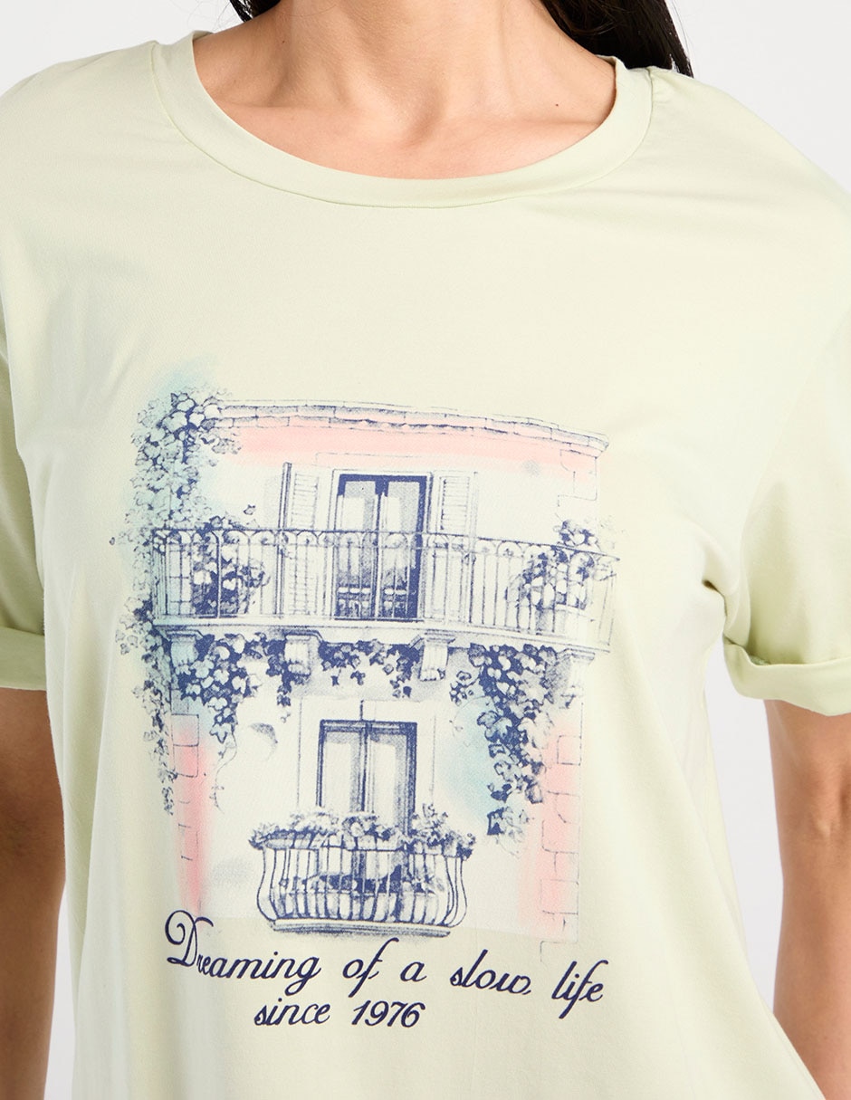 Playera manga corta cuello redondo para mujer 4