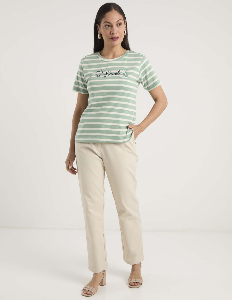 Playera manga corta cuello redondo para mujer 3