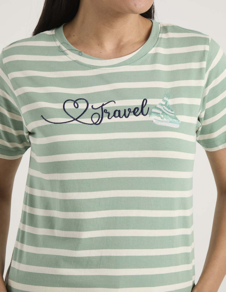 Playera manga corta cuello redondo para mujer 5